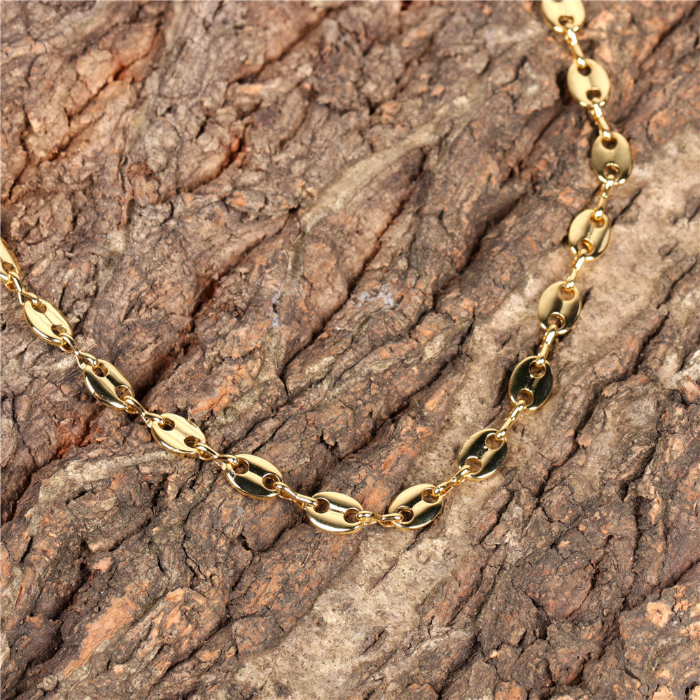 thick chain clavicle chain stitching pig nose necklace bracelet earring set