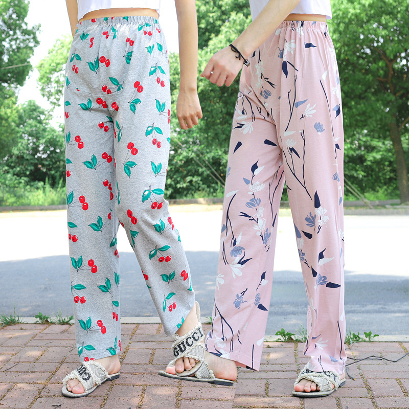 Knitted cotton summer thin pregnant women's home pants belly support pants loose out casual pants pregnant women's pajama pants cropped pants