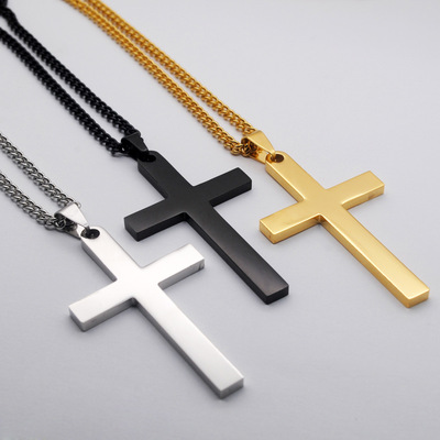 Europe and America cross Necklace man Necklace 304 Stainless steel Titanium Pendant Pendant Jewelry wholesale