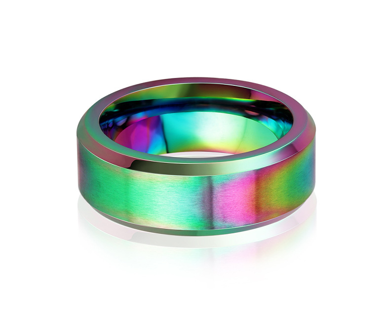 Stainless Steel Colorful Rings Men's Simple Titanium Steel Rings Accessories display picture 4