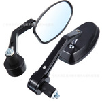 电动车摩托车后视镜改装倒车椭圆后视镜22mm直径铝合金反光后视镜