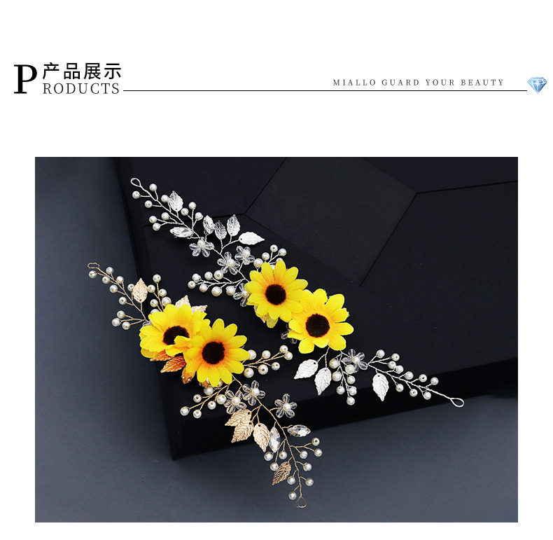 New Fashion Sun Flower Daisy Hair Band Handmade Glass Rhinestone Bride Head Jewelry display picture 2