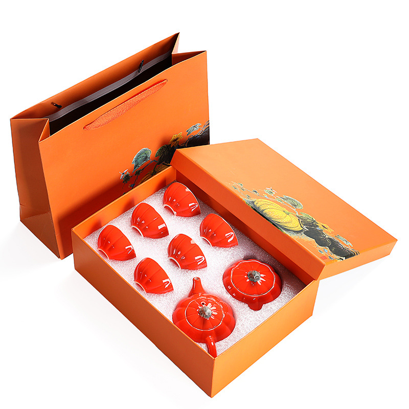 南瓜茶具套装仿真创意黄南瓜小茶杯功夫茶具配件活动礼品印制LOGO