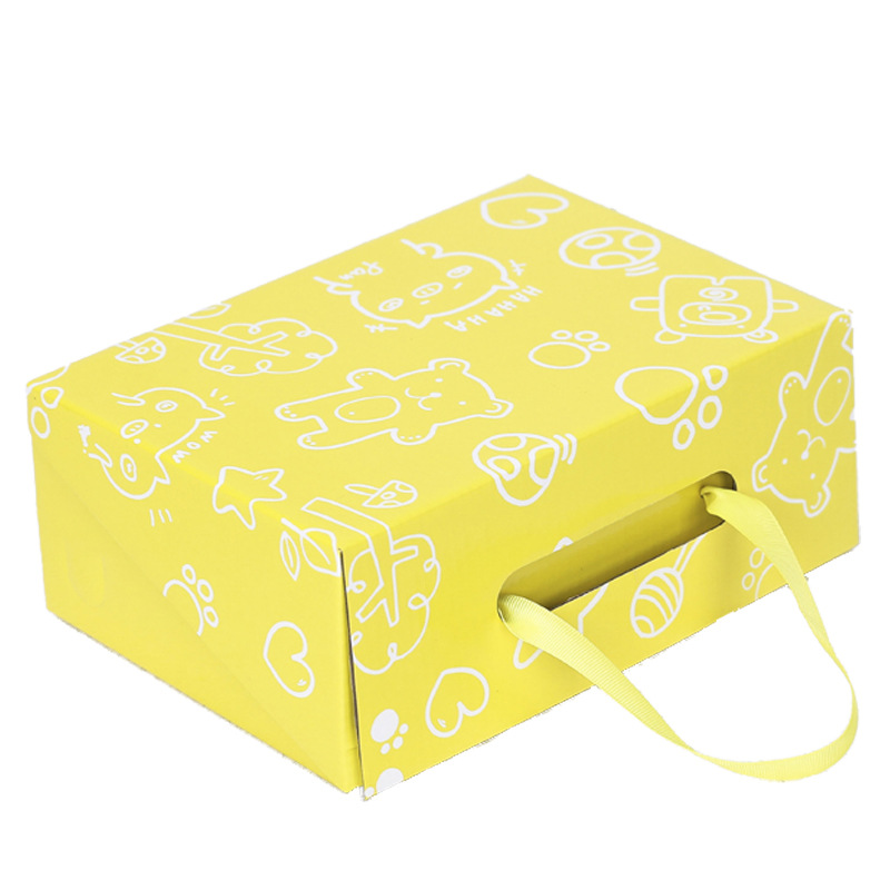 En stock bebé niños caja de zapatos portátil caja de almacenamiento de cartón plegable de papel Kraft caja dura al por mayor caja de color caja de embalaje