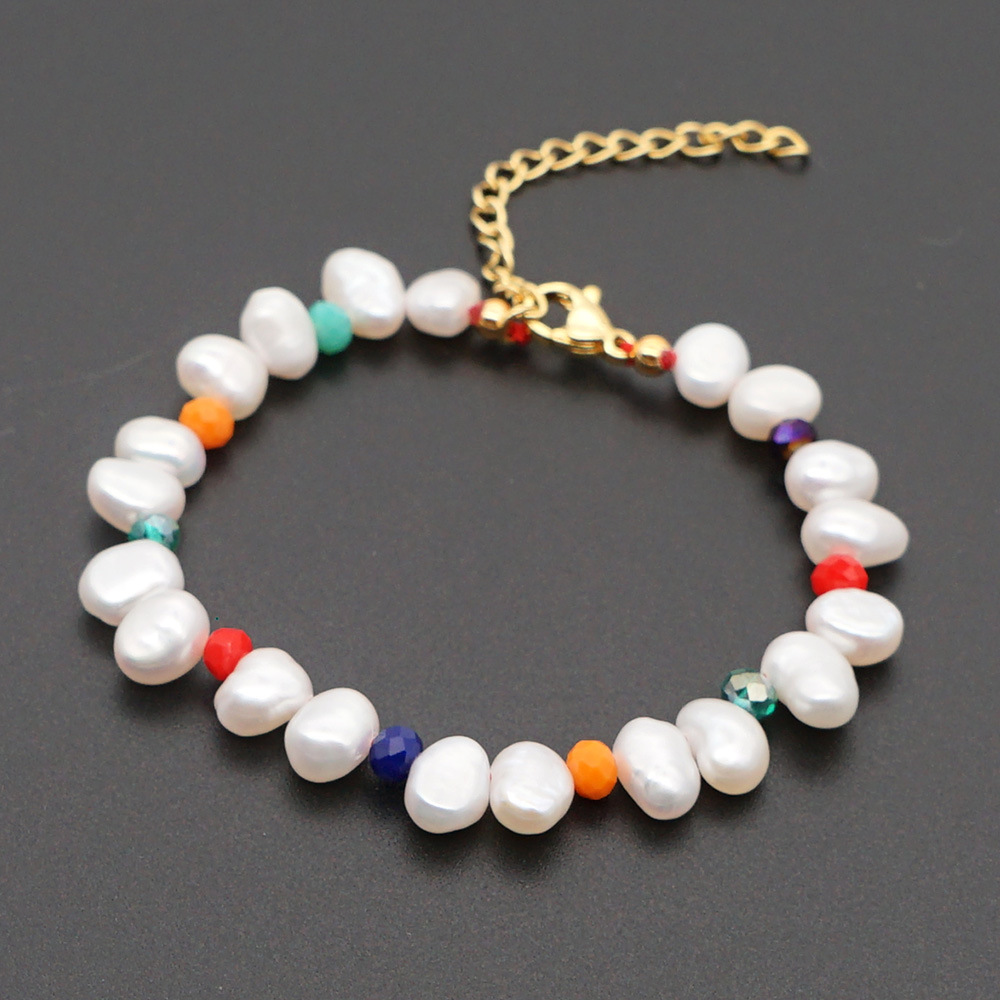 2020 Einfaches Armband Weibliches Temperament Pearls Natürliches Süßwasser Barock Perlen Kristall Grenz Überschreitende Original-schmuck display picture 6