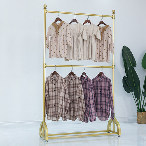 Clothing Rack Floor Standing Children's Clothes Hanger Unisex Store Shelf with Adjustable Double Layer Wedding Dress Display Stand