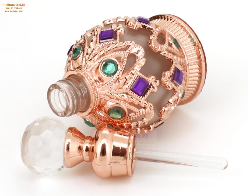 中国精油饰品网批发砚都15ml球形玫瑰金色满石真我精油瓶摆件
