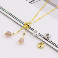 S925 Pure Silver Micro-set Zirconia Bead DIY Bracelet Necklace Accessory Beads Adjustable Flat Bead Positioning Beads