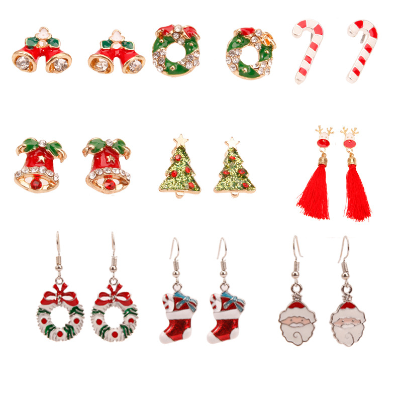 Fashion Santa Claus Christmas Socks Bell Epoxy Alloy Earrings display picture 15