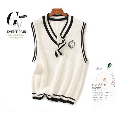 2020秋季新款JK制服背心外搭 学院风V领针织衫 男女同款 无袖背心|ms