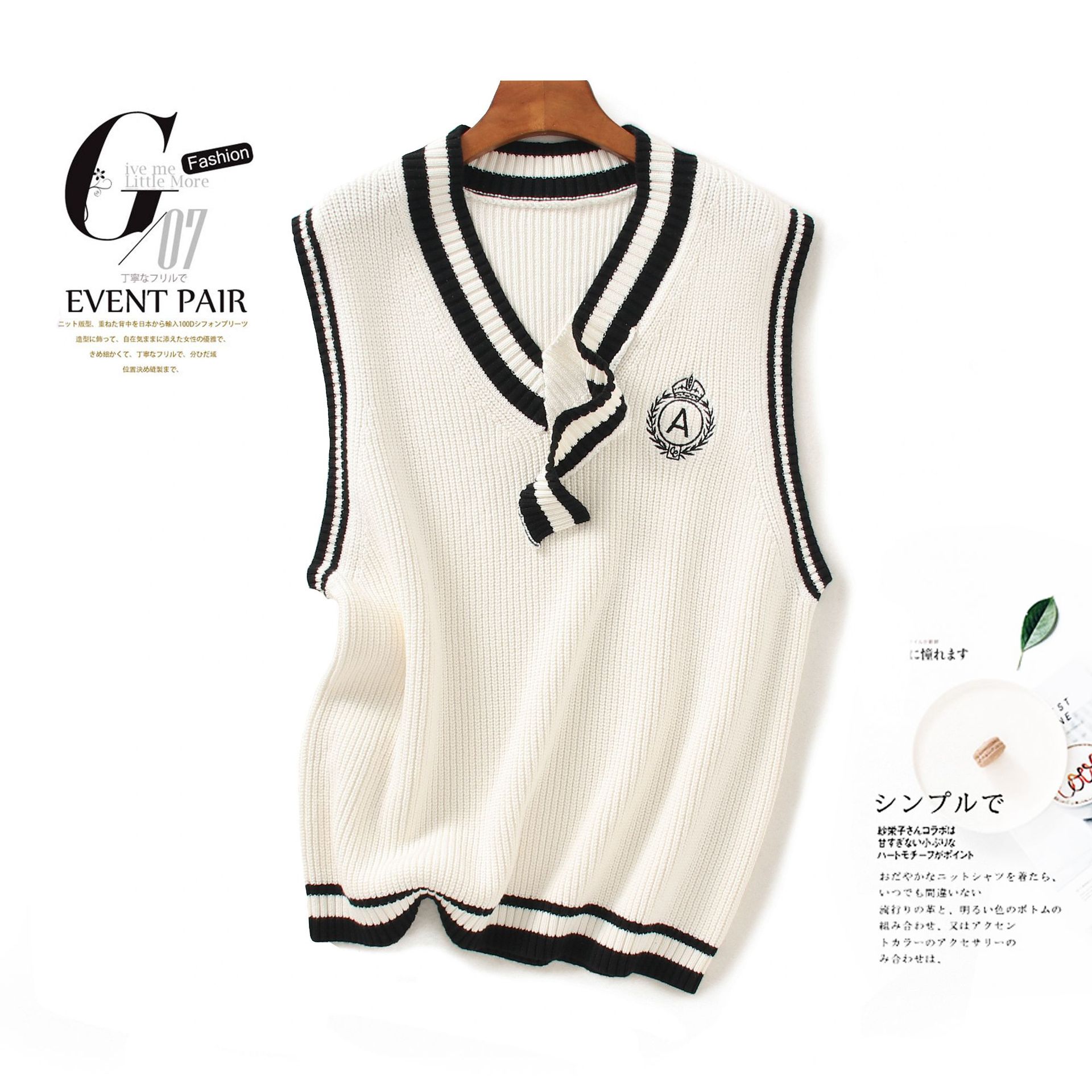 2020秋季新款JK制服背心外搭 学院风V领针织衫 男女同款 无袖背心|ms