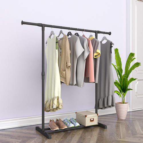 Yaruifan floor-standing clothes drying rack double pole telescopic lifting mobile clothes drying rod clothes rack clothes rack reinforced simple