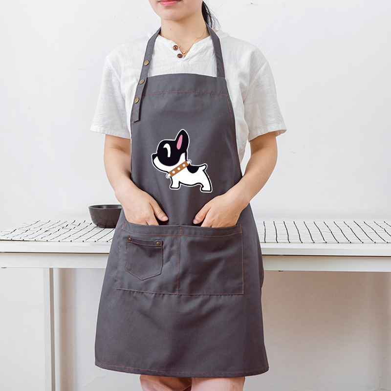 Botón-gris-perro blanco y negro