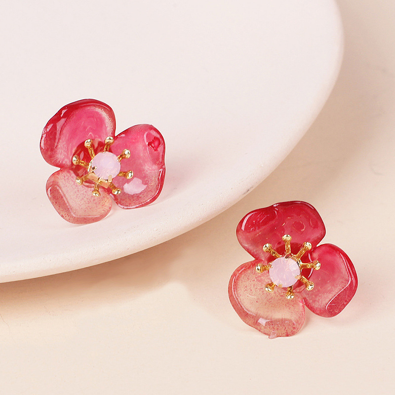 Korea Simple Ear Accessories Simple Flower Fairy Earrings Gradient Resin Earrings For Women Wholesale Nihaojewelry display picture 3
