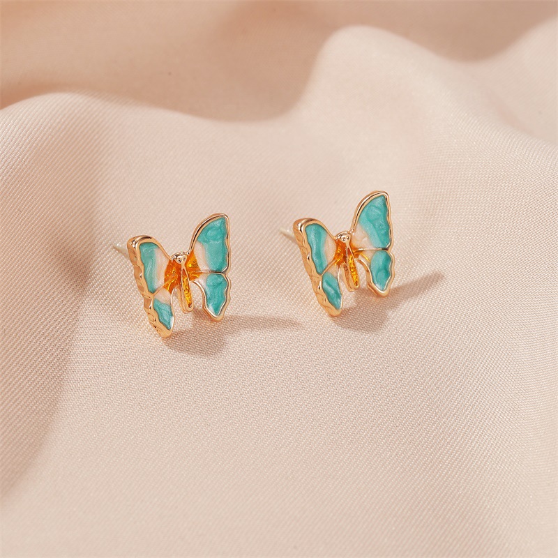 New Style Earrings Fashion Oil Painting Texture Butterfly Earrings Retro Style Gradient Butterfly Wings Earrings Wholesale Nihaojewelry display picture 7