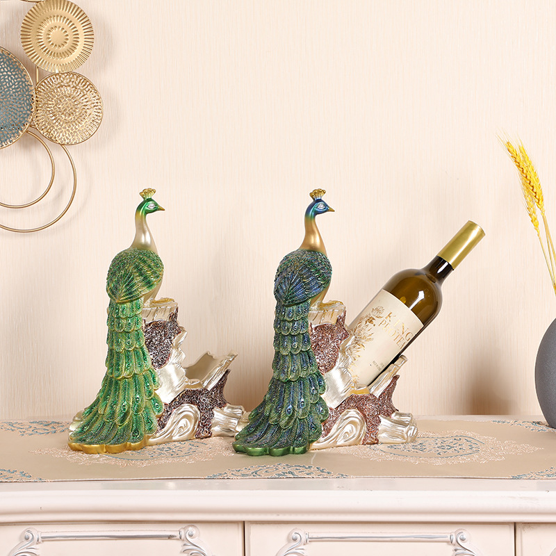 Creative Nordic Style Red Wine Rack High-end Light Luxury Peacock Ornaments Home Living Room Dining Room Wine Cabinet Ornaments Factory Direct Sale