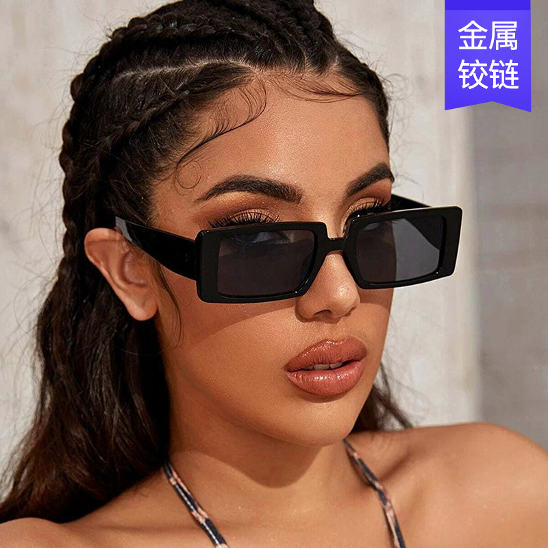 Fashion Square Small Frame Female Fluorescent Green Street Sunglasses