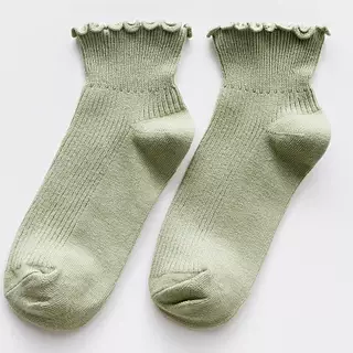 Women's Casual Fungus Lace Short Cotton Socks - Green - View 1