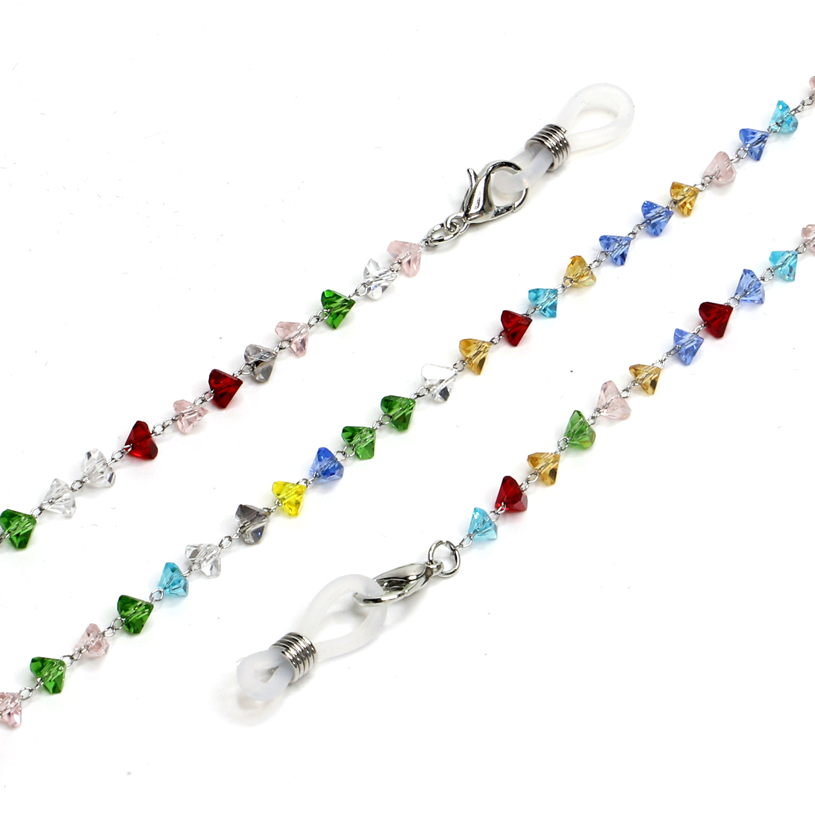 Colorful Triangle Crystal Stainless Steel Chain Sunglasses Chain Anti-skid Hanging Chain Glasses Chain display picture 2