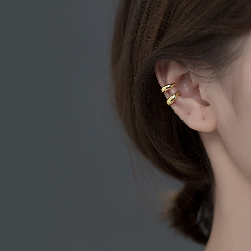 Eloch s925 plata estudiantes de moda sin agujeros de orejas de orejas de hueso temperamento en forma de C joyas de orejas japonesas para niñas G6586