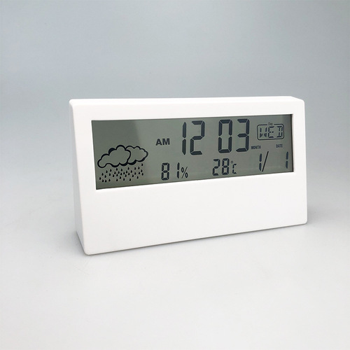 Cross-border LCD clock electronic desk clock temperature and humidity meter alarm clock creative electronic digital display multi-function white light 618E