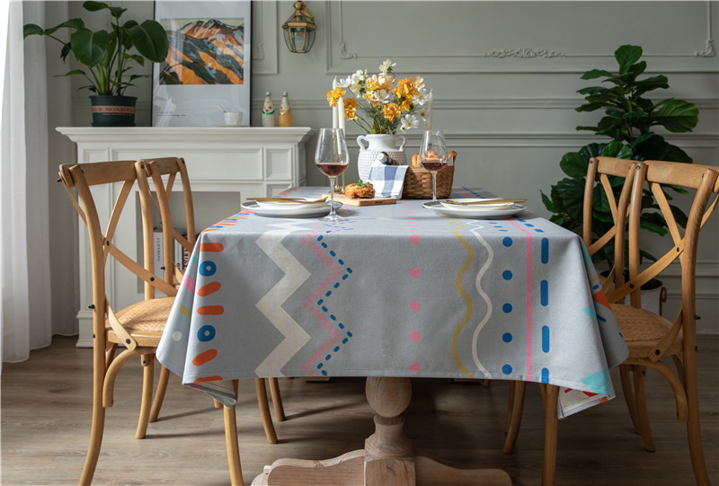 Thickened Polyester Cotton Linen Modern Simple Printed Tablecloth Rectangular Coffee Dining Table Cloth One_voghion.com