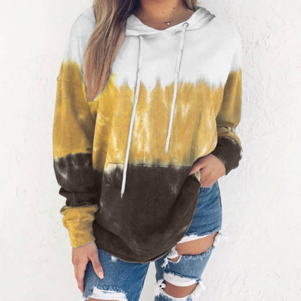 new women s loose tie-dye printing hooded long-sleeved sweater NSYF847