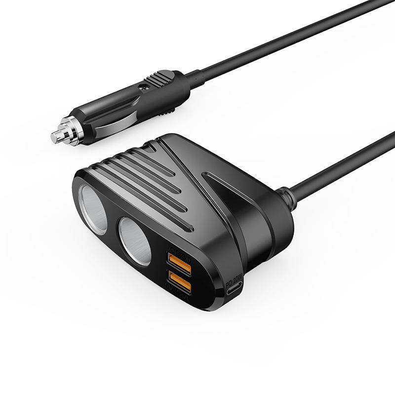 PD充口Type-c大功率快速充电双QC3.0车载充电器两口点烟筒汽车充