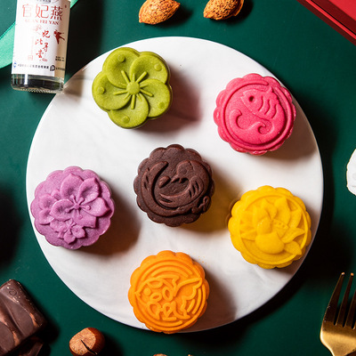 官妃燕 燕窩月餅禮盒裝廣式蛋黃蓮蓉豆沙冰皮月餅多口味中秋送禮