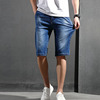 man Jeans Elastic force Easy Five point pants summer Thin section Light colour Pants Straight leisure time cowboy shorts