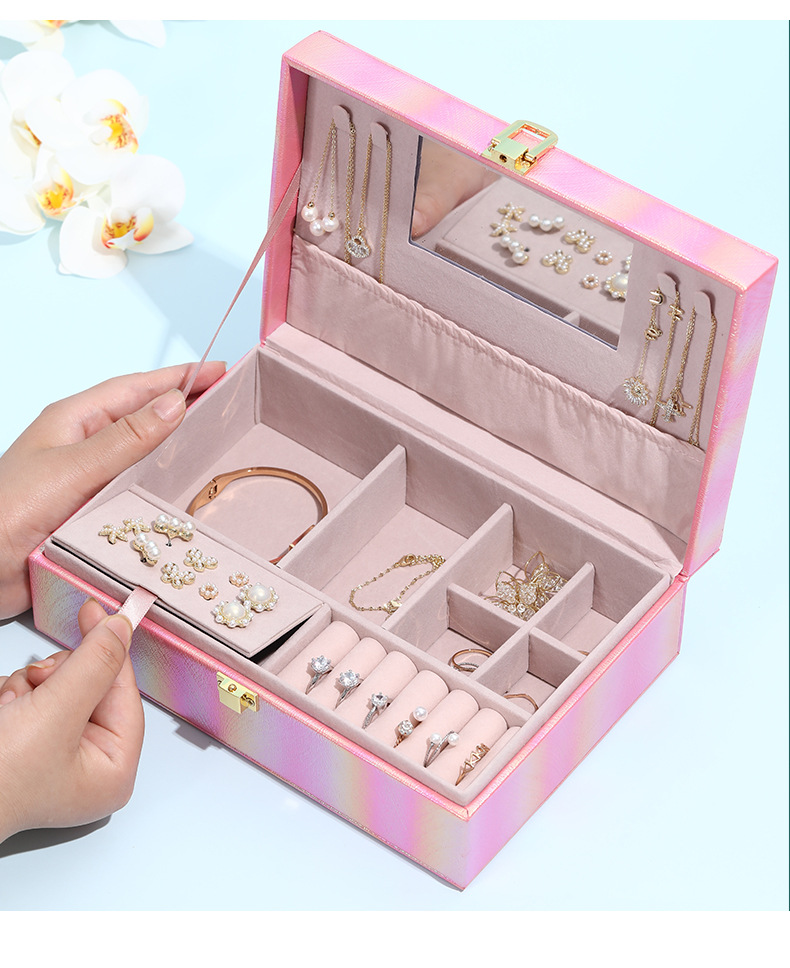 Casual Solid Color Pu Leather Jewelry Boxes display picture 3