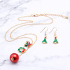 Christmas accessory, small bell, necklace and earrings for elderly, set, European style, wholesale