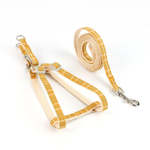 Factory direct sales, new pet leash, small and medium-sized dog plaid chest and back, universal for cats and dogs, wholesale