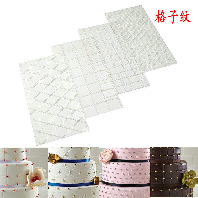 2 4PCs Plaid/roll rattan plastic texture mold sugar printing mold baking mold tool OPP pack