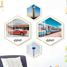 北欧现代清新风景公交车车站灯塔客厅卧室可定制装饰画图片画芯