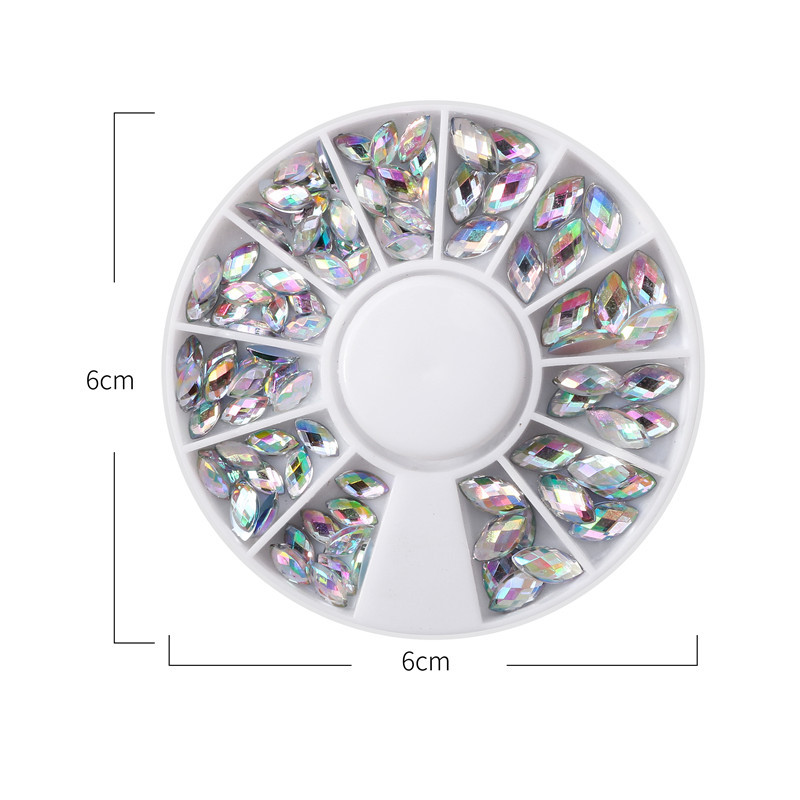 Nail Art especial en forma de diamante AB color de alta calidad Taiwán nail art Oval Horse Eye diamante disco joyería AB caja de diamantes al por mayor