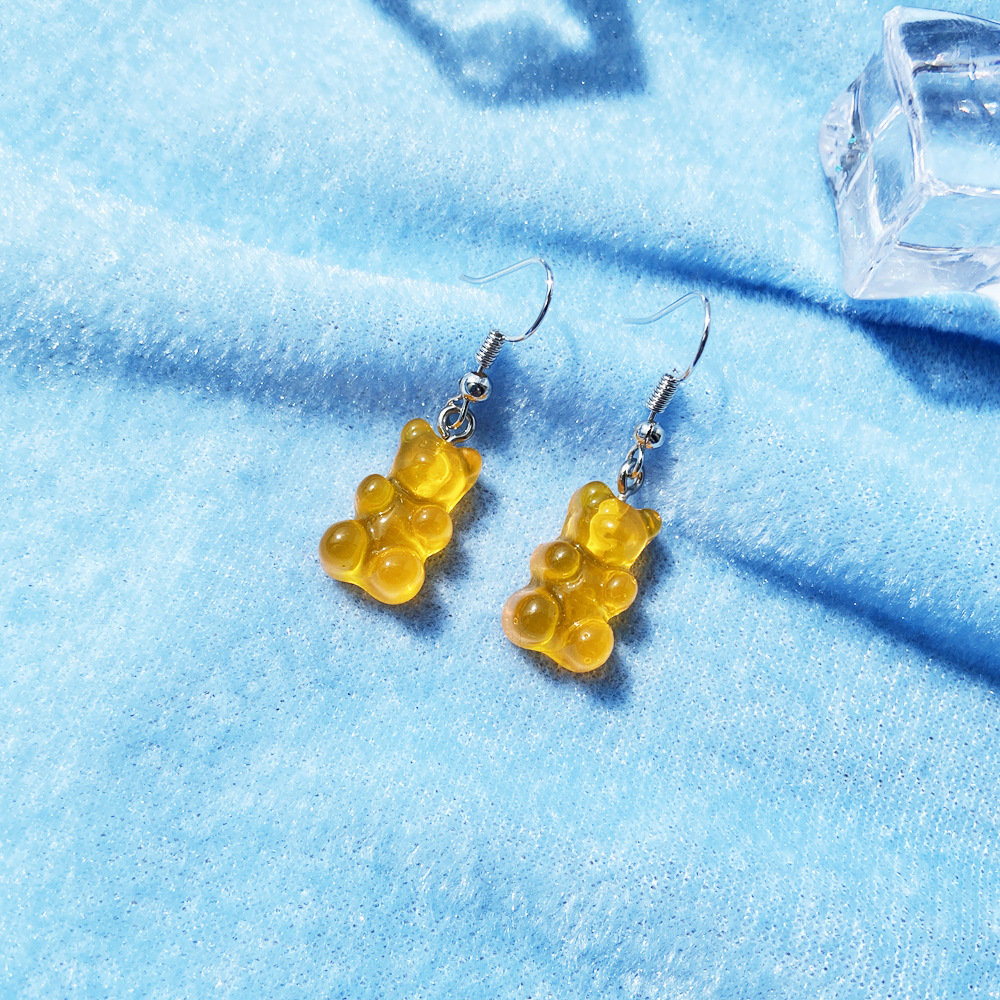 New Transparent Candy Color Bear Earrings Creative Retro Simple Bear Earrings display picture 8