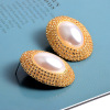 Earrings from pearl, accessory, European style, wholesale