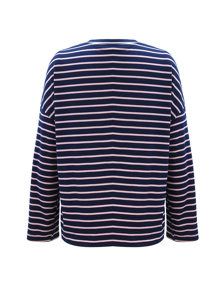 hot-selling striped top women s autumn loose long-sleeved T-shirt NSAL2600