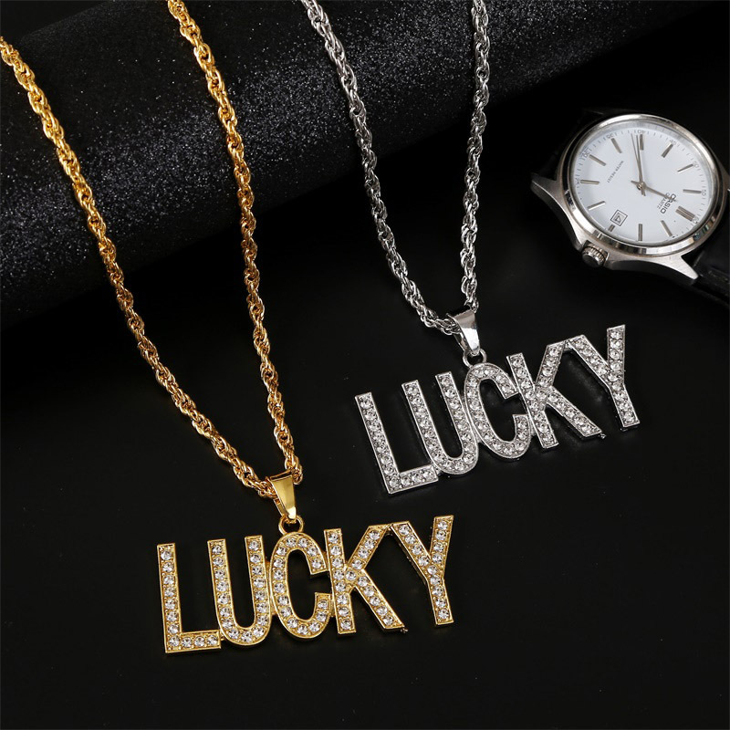 Fashion Diamond Simple Exaggerated Personality Hip-hop Lucky Alphabet Necklace Nihaojewelry Wholesale display picture 3