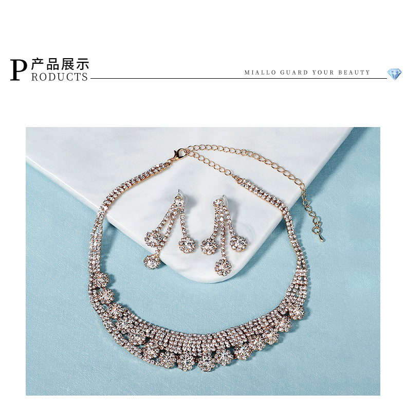 Luxury Rhinestone Necklace Earring Set display picture 2