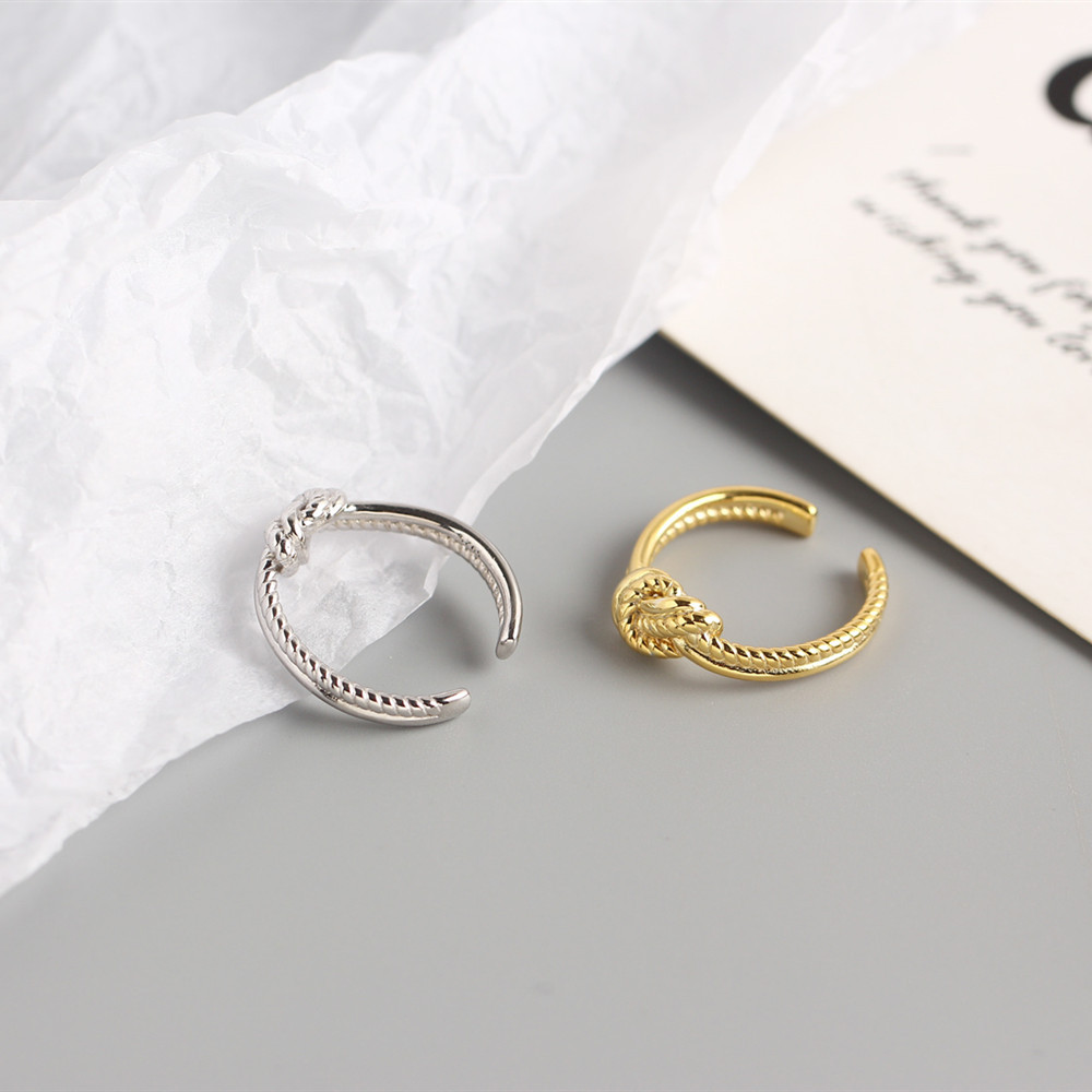 Korean S925 sterling silver winding knotted ring design sense ring silver