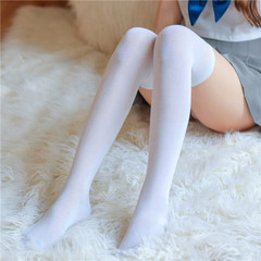 Japanese-style preppy cotton thick pantyhose with striped, over-the-knee design; three-stripe over-the-knee high socks—perfect for students who love anime!