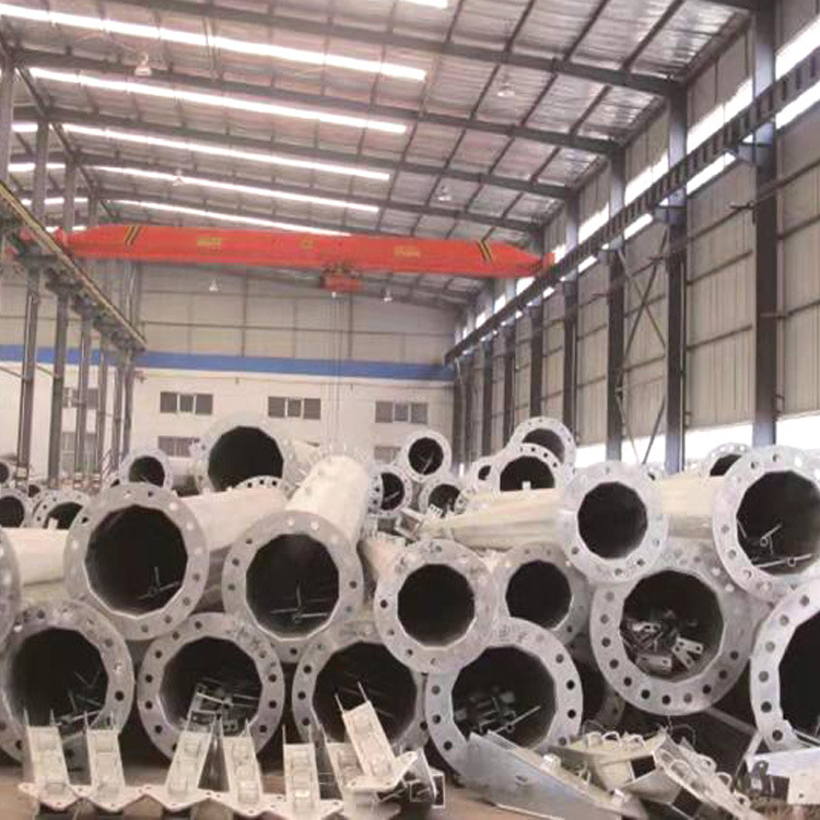 耐张电力钢杆 输电线路钢管杆 法兰连接钢制电力塔 钢管塔打桩