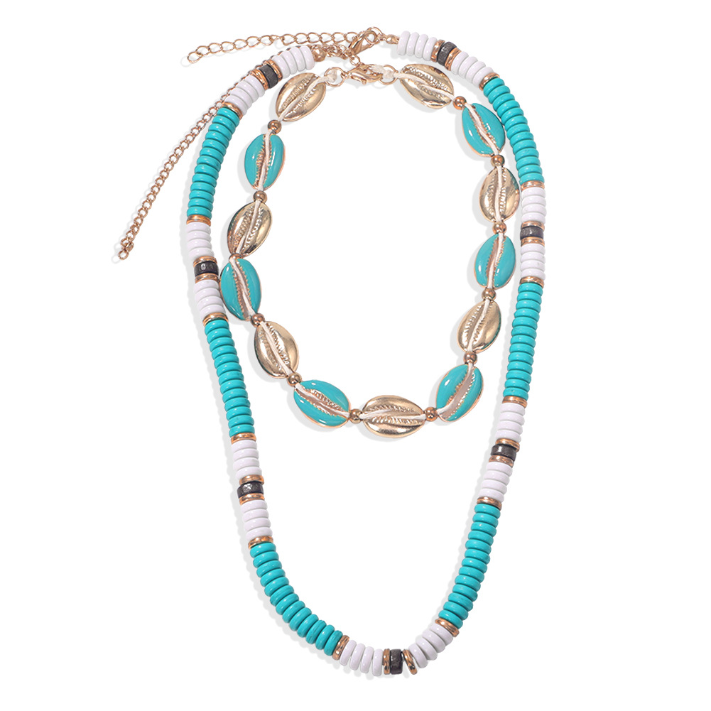 Bohemian Ethnic Style Drop Beads Metal Shell Beads Double-layer Necklace Fashion Multi-layer Seaside Wholesale Nihaojewelry display picture 3