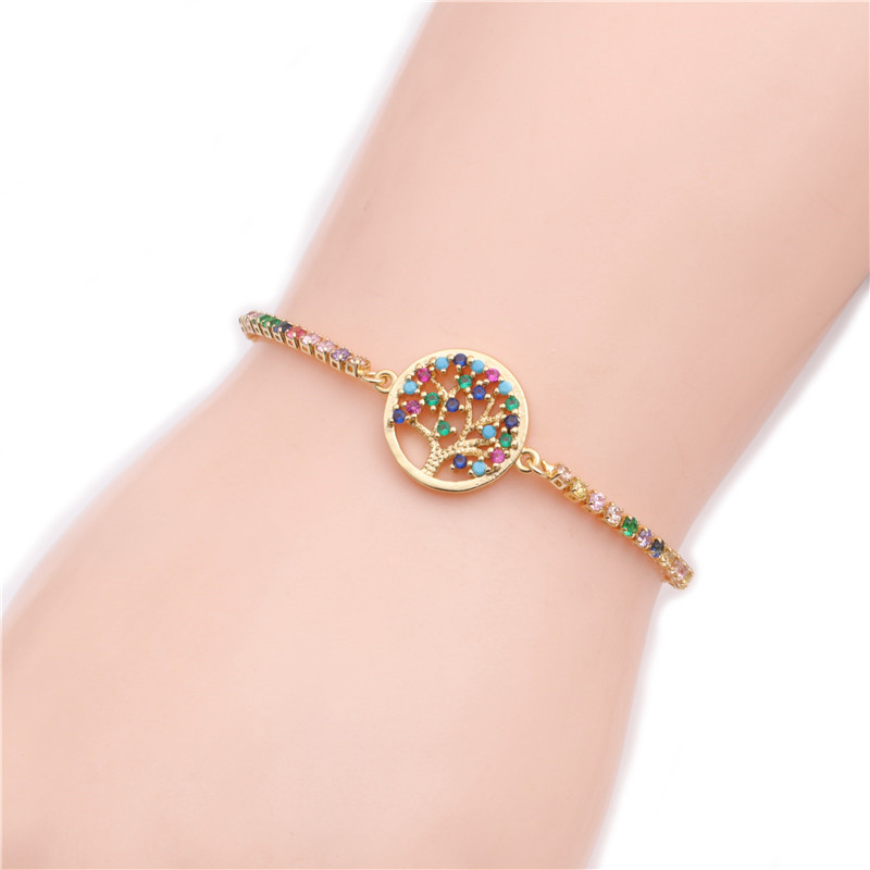 Hot Sale Micro-set Zircon Chain Color Chain Life Tree Valentine's Day Gift Bracelet Wholesale Nihaojewelry display picture 2