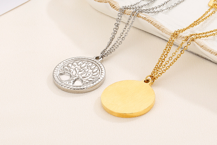 new tree pendent double-layer stainless steel bracelet necklace set wholesale Nihaojewelry