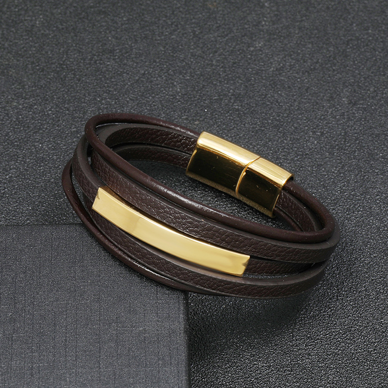 fashion  brown  stainless steel braided bracelet