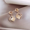 Silver needle, square earrings, silver 925 sample, cat's eye, internet celebrity, simple and elegant design, wholesale