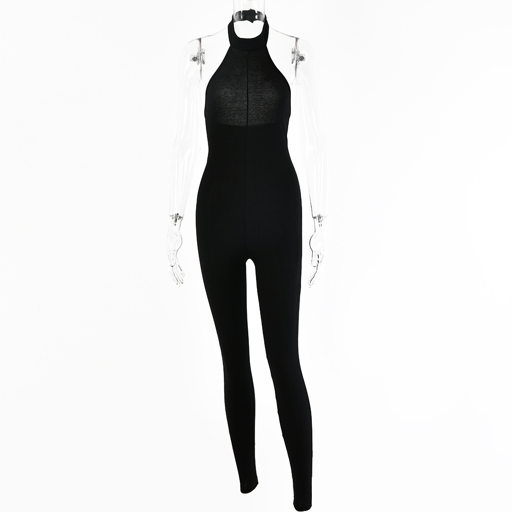 tight hanging neck sleeveless jumpsuit NSFD28519